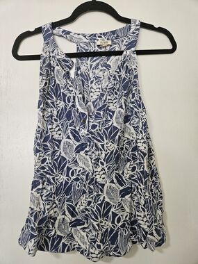 a.n.a Blue Tropical Print Tank Top Size Medium Casual Summer Blouse
